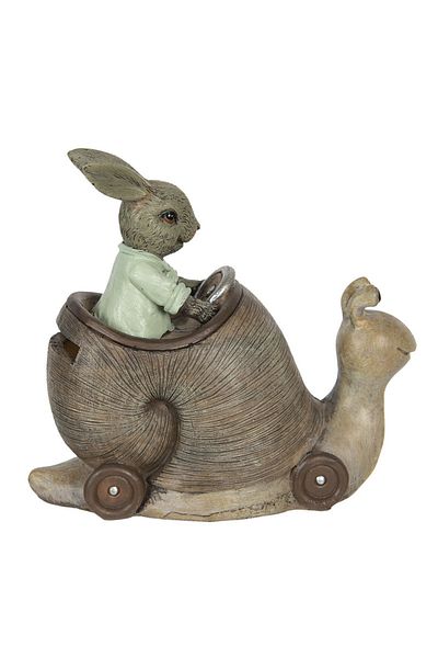 Clayre & Eef Figurine Easter Bunny with Snail Moneybox 15x7x13 cm