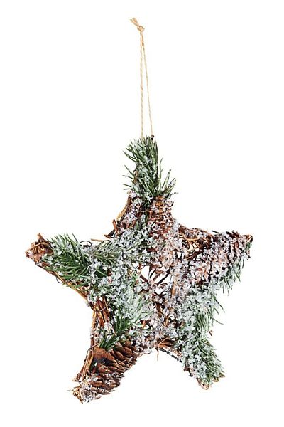 Bizzotto Hanging decoration made of rattan with artificial fir, star model 20x4x20 cm