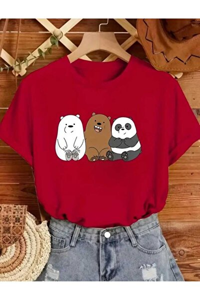 TekTarzz Tricou unisex Trending cu design drăguț de prieten panda
