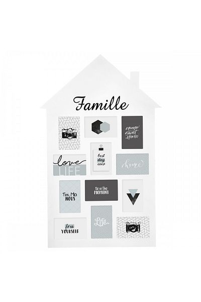 Atmosphera Créateur D'intérieur Maison White photo frame, white MDF, 12 photos, 52 x 1.5 x 82.5 cm
