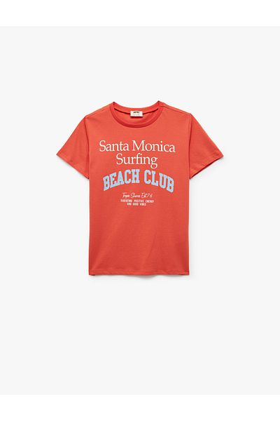 Koton Crew Neck Short Sleeve Cotton Printed T-Shirt