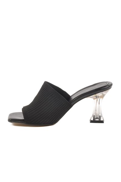 WALKWAY Black Transparent Heeled Women's Slippers T-401 Z