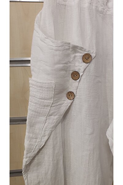 Park Moda Ιταλικό λινό παντελόνι με λεπτομέρεια με κουμπί