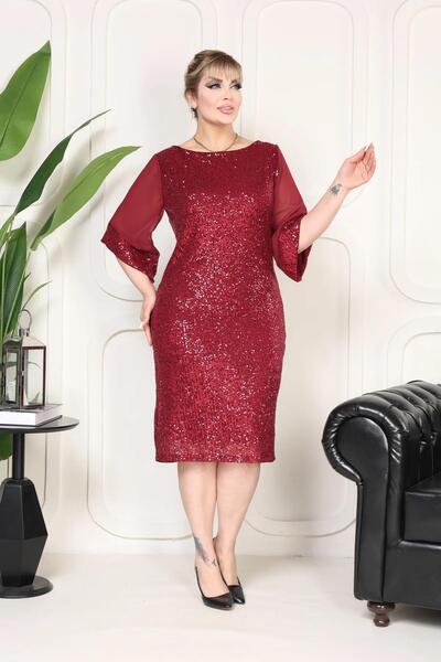 Bersi Butik PUL PAYET BLACK EVENING DRESS, SPECIAL DAYS, WEDDING ELITE TREND, NEW, BOAT NECK, ZAR PAYET