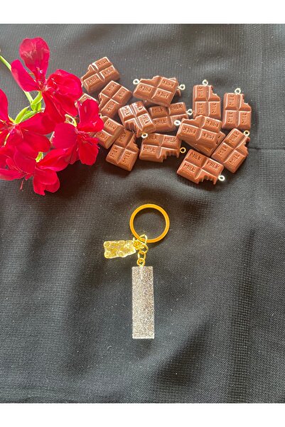 Bellinzona Breloc cu litera I și amuletă pentru geantă, cu ursuleț de pluș ar...