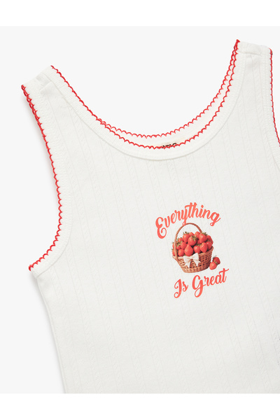 Koton Çilek Baskılı Bisiklet Yaka Kolsuz Atlet
