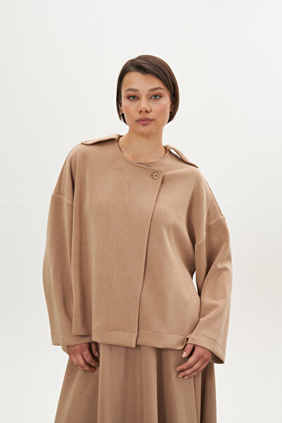 Mevra Modal Jacket Camel with Epaulettes