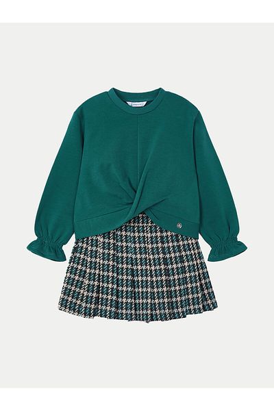 MAYORAL Girl Set of sweater and material shorts 4220 Green