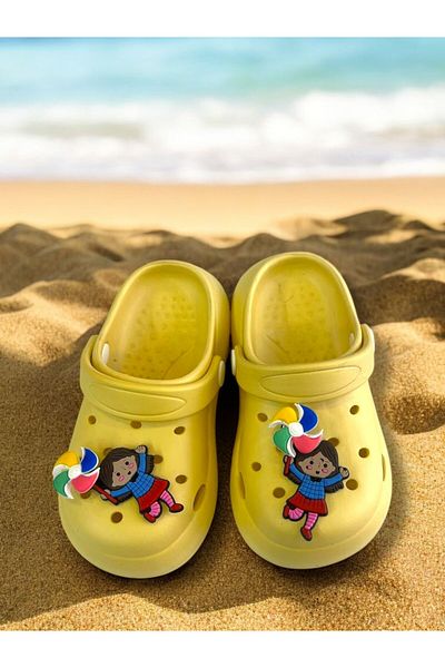feelup Yumurcak Cold Eva Ruffled Emoji Baby and Kids Slippers. Non-Slip Lightweight Comfortable