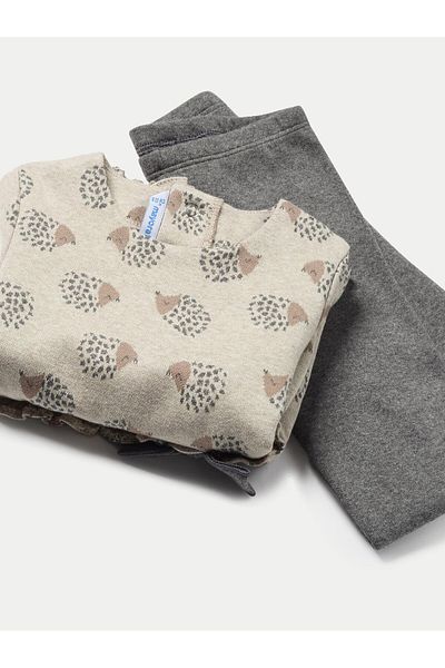 MAYORAL Girl Set blouse and leggings 2713 Gray