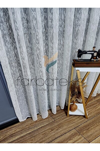 Taç Farbateks Planting Rain Plain Plain White Colored Ironing Ask 2 Layer Pleated Tulle Curtain