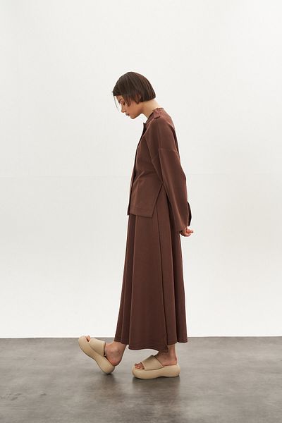 Mevra Modal Jacket with Epaulettes Brown
