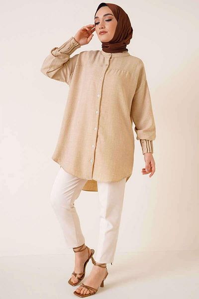 modasindoma Women Sleeve Ribbed Tunic Shirt