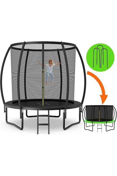 Smart Vibe Trambulina pentru copii KangoJump™ 244 cm, design fără goluri, stâlpi de siguranță curbați, plasă de protecție la 360°, PAD