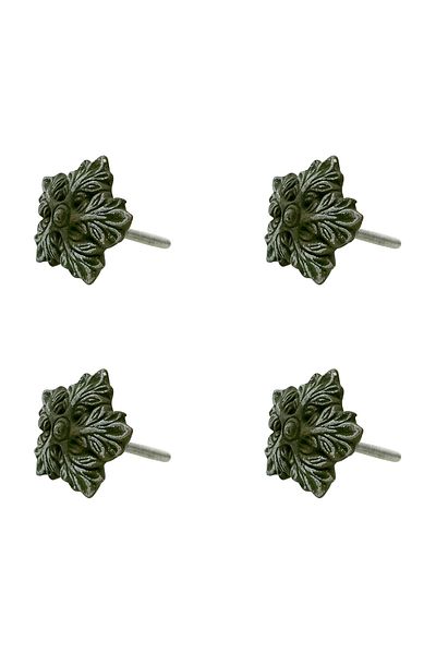 Clayre & Eef Set of 4 green ceramic furniture knobs 5x5x3 cm