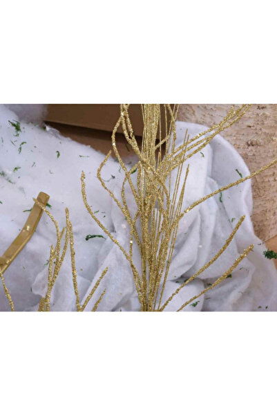 Decorer Artificial golden glitter branch 90 cm