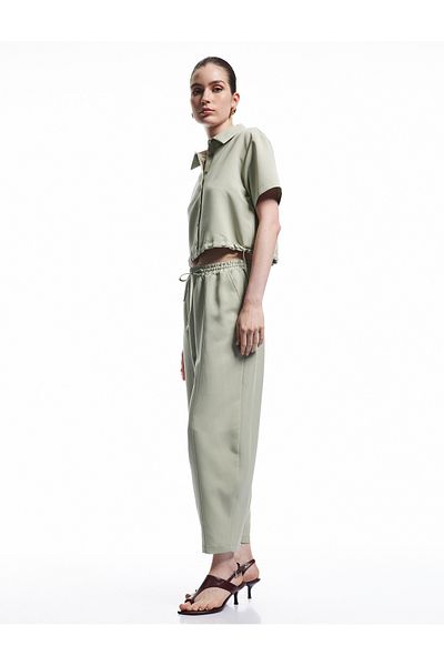 Koton Modal Fabric Elastic Waist Tie Pocket Balloon Fit Pants