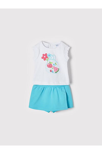 MAYORAL Set fete tricou și pantaloni scurți sport 1241 Alb, Albastru