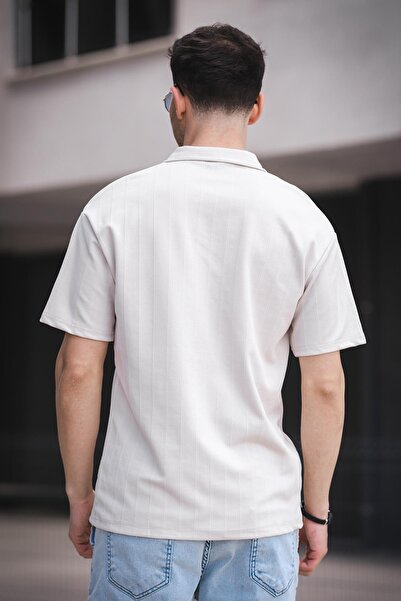 Oksit Ανδρικό μπλουζάκι με μισό φερμουάρ από ύφασμα Lond Polo Collar Jacquard