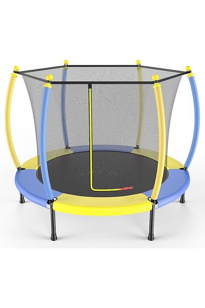 Smart Vibe Mini trambulină pentru copii KangoHappy™, 1,2 m, design fără goluri, coș de baschet inclus, siguranță curbată