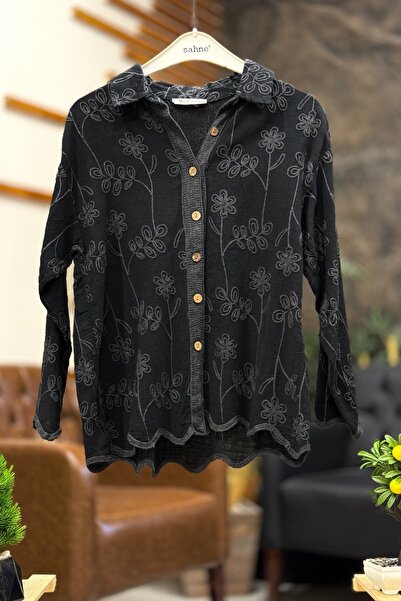 sahnemoda Πουκάμισο με κέντημα γιακά και μανίκια Capri