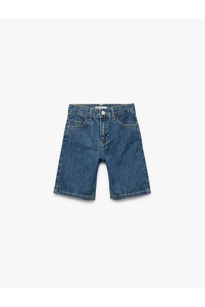 Koton Pantaloni scurți din denim Bermuda, cu nasturi din bumbac