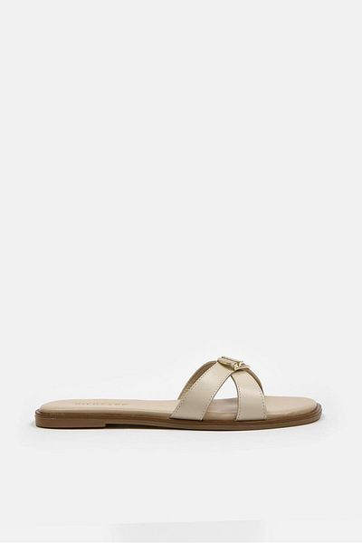 NILUFARR Mazzeo Beige Genuine Leather Women's Slippers