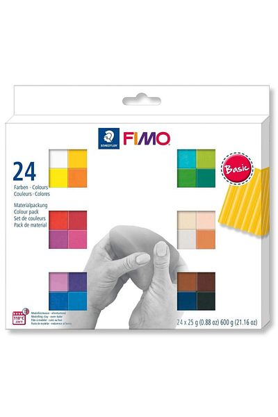 Bafimo FIMO Soft modeling clay, set of 24 colors 600g, basic