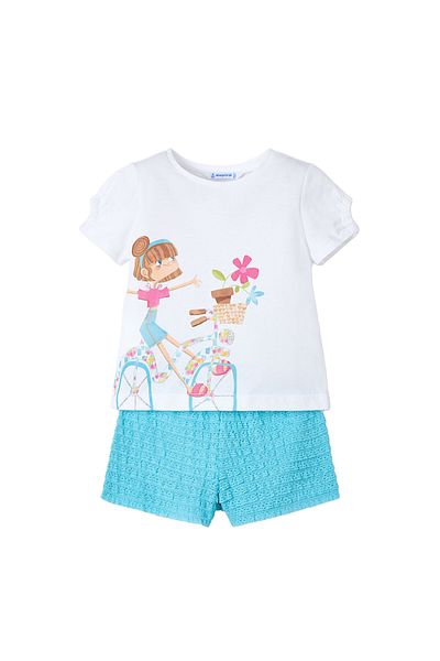 MAYORAL Set tricou și pantaloni scurți Mayoral pentru fete 3211 Albastru