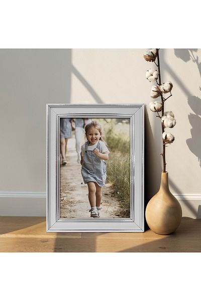 HOMEPACK Harmony Silver Plastic Photo Frame, Desktop Frame, Mdf Standing Frame