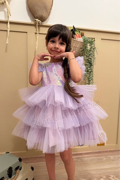 penu baby kids Λιλά Φούστα με παγιέτες 3 στρώσεις από τούλι για κορίτσια Βρεφικό φόρεμα