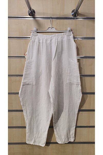 Park Moda Ιταλικό λινό παντελόνι με λεπτομέρεια με κουμπί