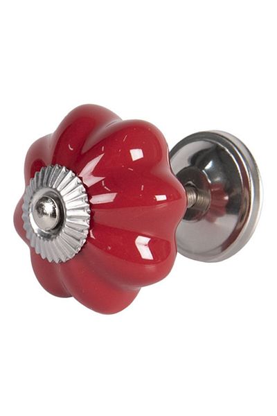 Clayre & Eef Nasture pentru mobilă din fier și ceramică roșie Ø 4 cm