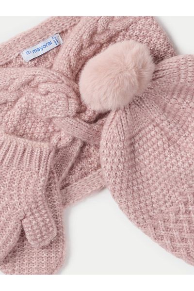 MAYORAL Girl Set hat, scarf and gloves 10769 Pink