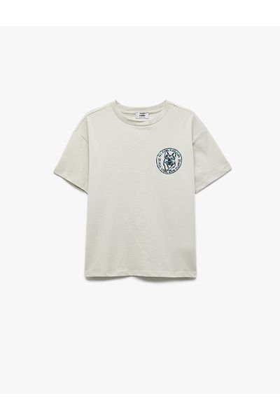Koton Printed Crew Neck Short Sleeve Cotton T-Shirt