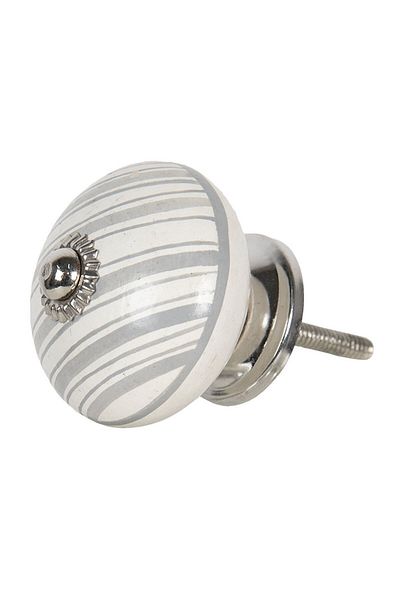 Clayre & Eef Mâner de mobilier din fier și ceramică gri-albă Ø 4 cm