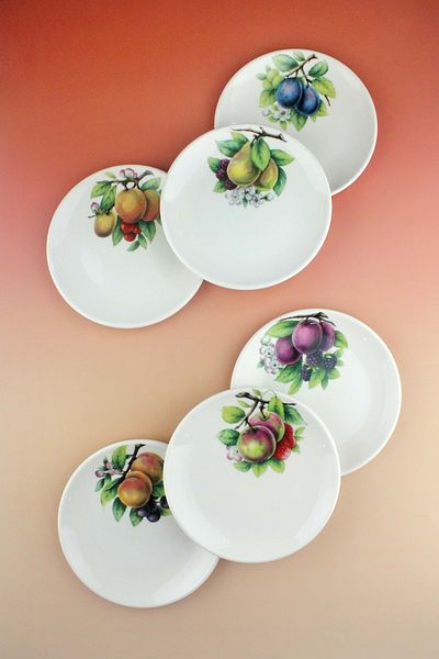 Bursa Porselen Dekor Fruit 6 Pieces Porcelain Cake Plate