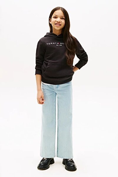 Tommy Hilfiger Unisex Çocuk Th Essential Hoodie Kapüşonlu Sweatshirt - Siyah