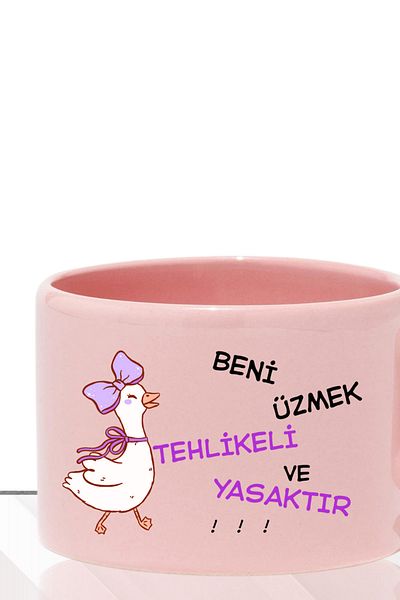qoeuyl boutique It's Dangerous and Forbidden to Hurt Me Printed Fun Gift Pastel Colored Rectangular Cup with Handle