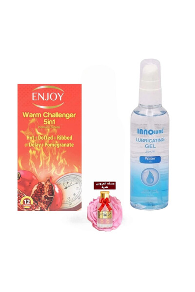 Inno مزلق حميمي 100 مل مع واق ذكري 12 قطعة مع مسك عروس هدية