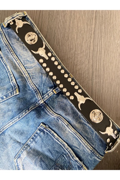 Aksabeltchokers 4.cm aksesuarlı metalci pnk vintage kemer