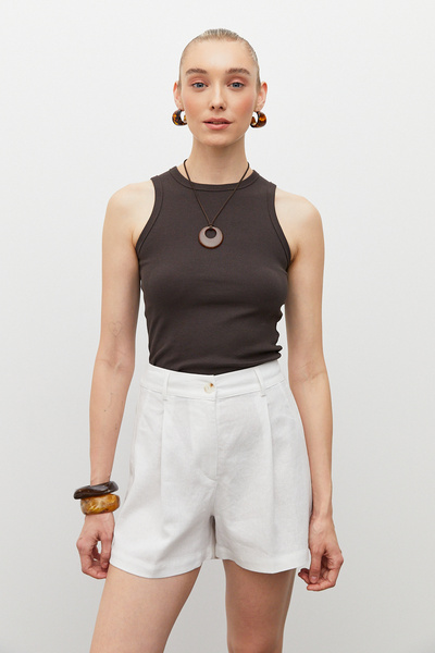 urban focus Linen Shorts with Elastic Waist