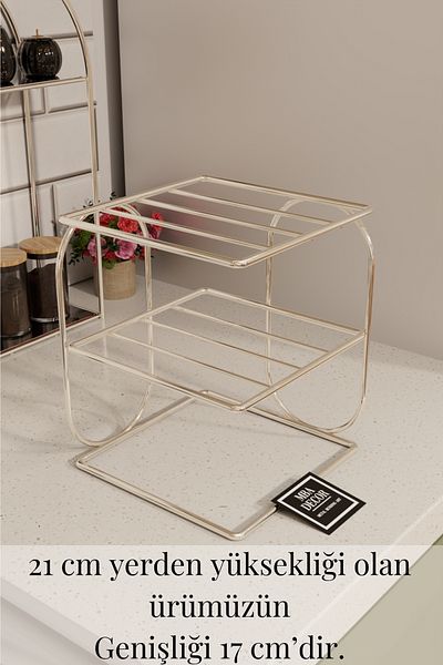 mba decor metal bending art Silver Metal 2 Tier Plate Rack – Countertop Kitchen Organizer Rack Stand Organizer