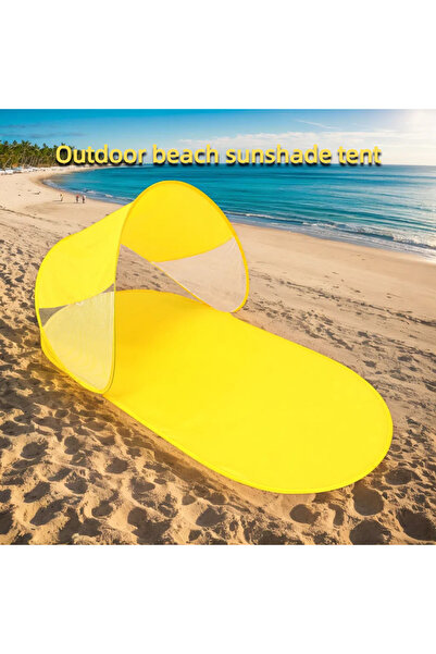 Genel Markalar Katlanabilir plaj güneşliği ve şezlong yatak, sarı renkli, kol...