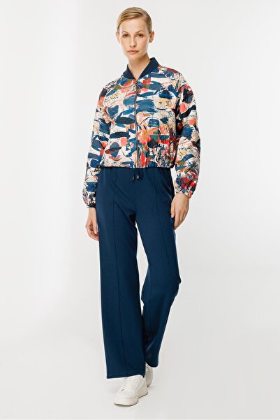 accort Fermuar Detaylı Kapitone Ceket-MAVİ