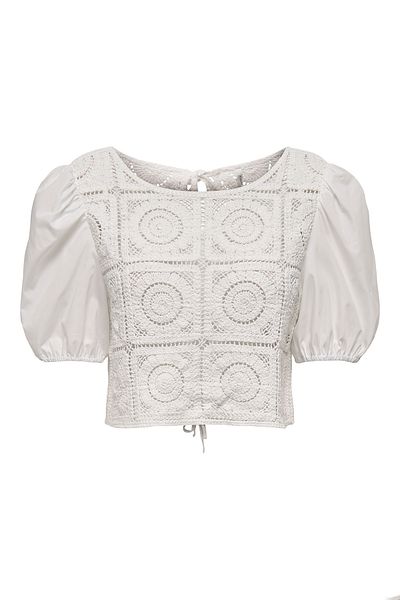 ONLY Onlcharis Cotton Embroidered Regular Fit Balloon Sleeve Top Top 15346915