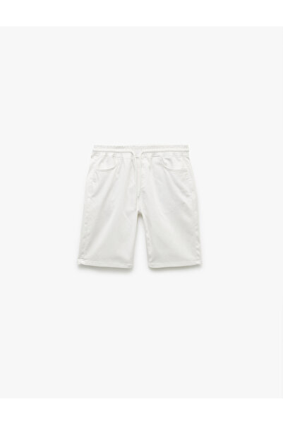 Koton Bermuda Slim Fit Jean Shorts with Lace-Up Waist and Pocket Detail