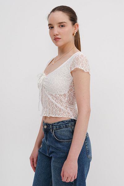 Addax Gathered Lace Blouse B17260-B1