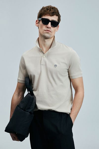 Lufian Με λογότυπο Βαμβακερό Comfort Fit Κουμπί γιακά Polo 2'li Μπλουζάκια Ανδρικό T SHIRT 111040206S2