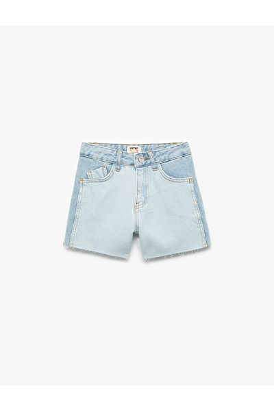 Koton Mini pantaloni scurți din denim cu buzunare lungi cu franjuri
